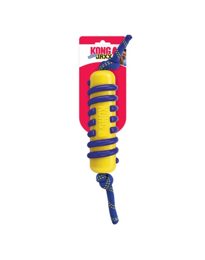 KONG Jaxx Brights Stick with Rope Dog Toy Yellow/Blue 1ea/LG
