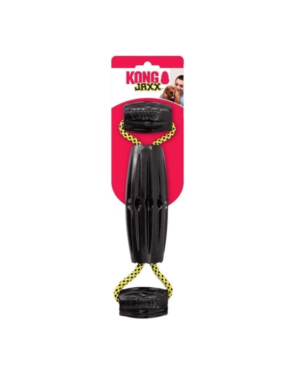 KONG Jaxx Dog Tug Toy Triple Barrel Black/Yellow 1ea/LG