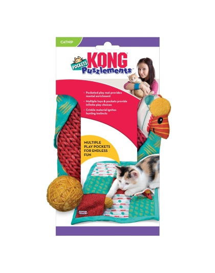 KONG Puzzlements Pockets Catnip Toy Multi-Color 1ea