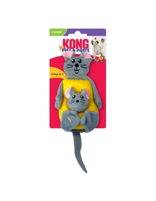 KONG Pull-A-Partz Cheezy Catnip Toy Grey 1ea/One Size