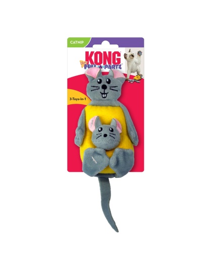 KONG Pull-A-Partz Cheezy Catnip Toy Grey 1ea/One Size