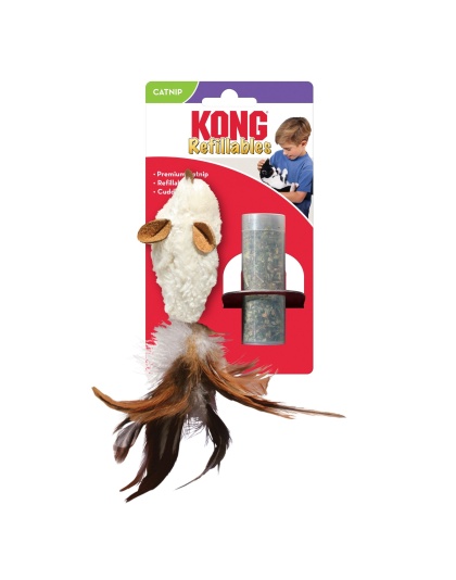 KONG Refillable Feather Mouse Catnip Cat Toy White 1ea/One Size