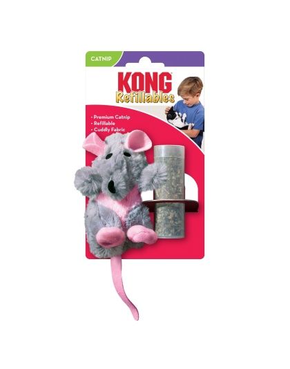 KONG Refillable Feather Rat Catnip Cat Toy Grey 1ea/One Size