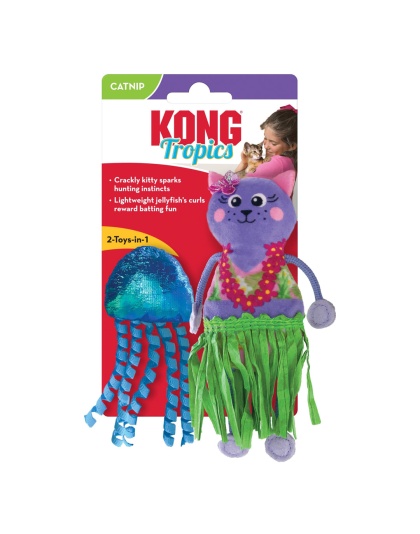 KONG Tropics Hula Cat & Jelley Fish Cat Toy 1ea/2 Pc