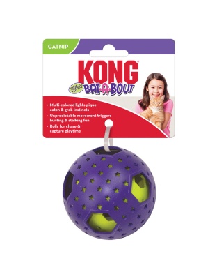 KONG Bat-A-Bout Flicker Disco Ball Catnip Toy Purple 1ea/One Size