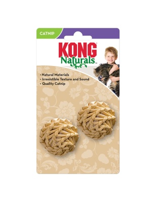 KONG Natural Straw Ball Catnip Toy Beige 1ea/One Size, 2 pk