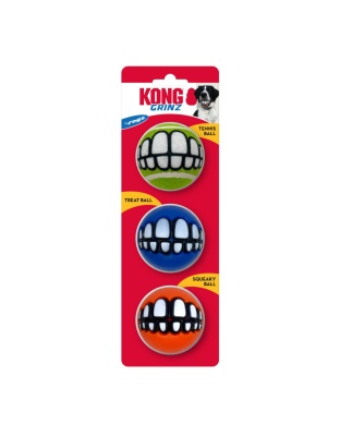 KONG Grinz by Rogz Variety Ball Dog Toys 1ea/MD, 3 pk