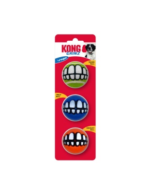 KONG Grinz by Rogz Variety Ball Dog Toys 1ea/SM, 3 pk