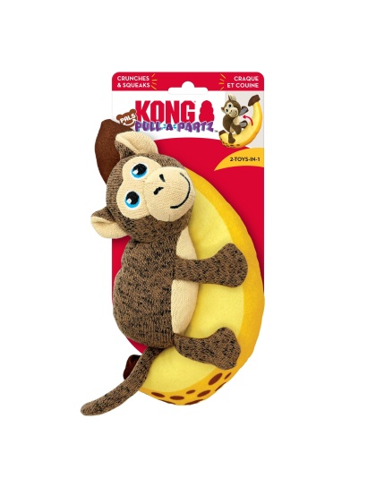 KONG Pull-A-Partz Pals Dog Toy Monkey, MD (2 pack)