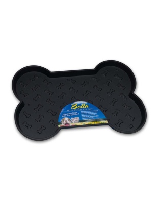 Loving Pets Spill-Proof Bone Shaped Dog Mat Black 1ea/LG