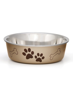 Loving Pets Metallic Dog Bowl Champagne 1ea/SM