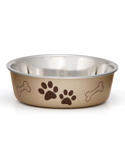 Loving Pets Metallic Dog Bowl Champagne 1ea/SM