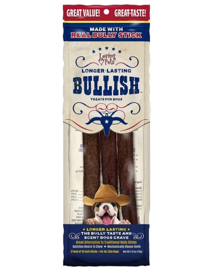 Loving Pets Bullish Sticks Dog Treat 1ea/10 in, 3 pk