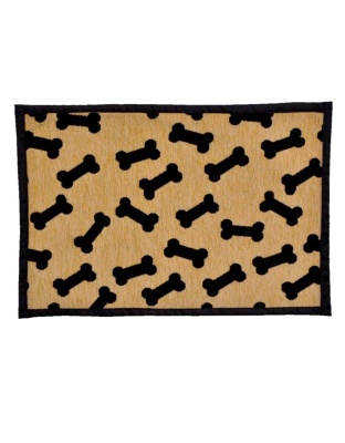 Loving Pets Fashion Dog Mat Dancing Bone Tan, Black 1ea