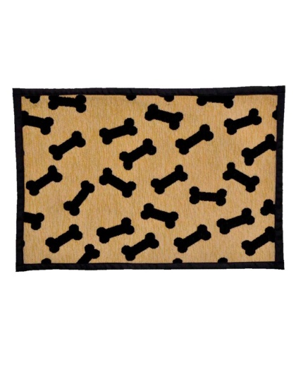 Loving Pets Fashion Dog Mat Dancing Bone Tan, Black 1ea