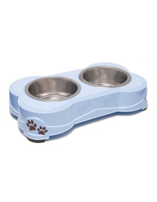 Loving Pets Double Diner Dog Bowl Murano Blue 1ea/SM