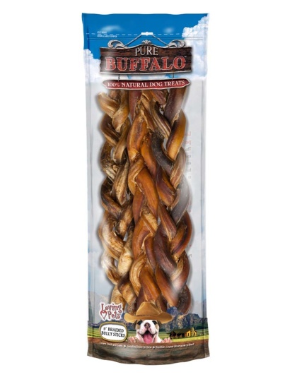 Loving Pets Pure Buffalo Braided Bully Sticks Dog Treat 1ea/9 in, 2 pk