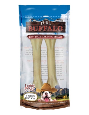 Loving Pets Pure Buffalo Pressed Bully Bones Dog Treat 1ea/2 pk, 8 in