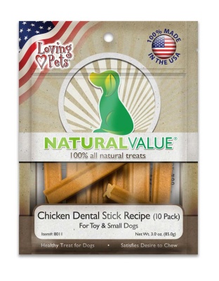 Loving Pets Natural Value Dental Stick Dog Treats Chicken 1ea/3 oz, 10 pk