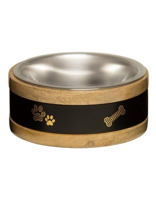 Loving Pets Black Label Wooden Ring Dog Bowl & Holder 1ea/2 qt