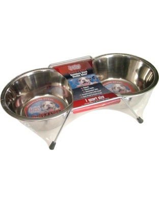 Loving Pets Stainless Steel Double Dog Diner Wrapped Silver 1ea/1 qt