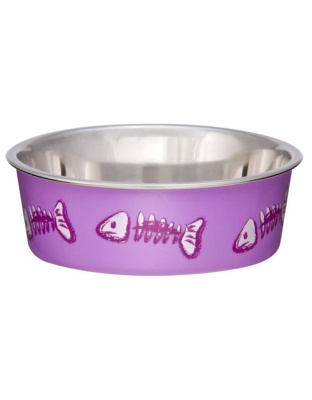 Loving Pets Bella Designer Fish Skeleton Cat Dish Lilac 1ea/XS
