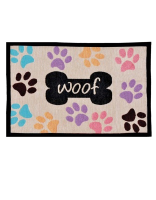 Loving Pets Fashion Mat Woof with Multi Paws Multi-Color 1ea