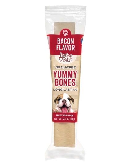 Loving Pets Yummy Bone Flavor Filled Dog Treat Bacon 15ea/2.8 oz