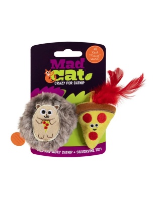 Mad Cat Pizza Hog w/Catnip Silvervine Cat Toy 1ea/2 pk