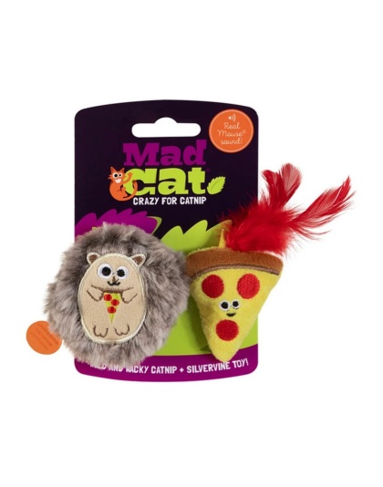 Mad Cat Pizza Hog w/Catnip Silvervine Cat Toy 1ea/2 pk