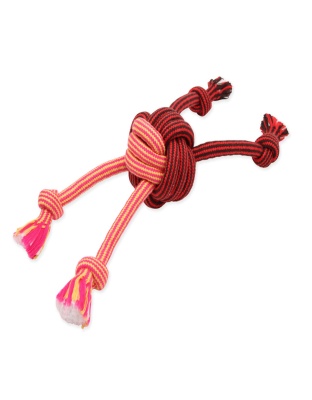 Mammoth Pet Products EXTRA Flossy Chew Monkey Fist Dog Toy Red/Black/Pink/Orange 1ea/MD, 14 in