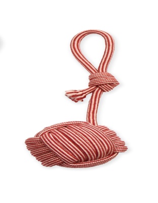 Mammoth Pet Products EXTRA Flossy Chew Monkey Fist Tug w/Loop Handle Dog Toy Red/White 1ea/MD, 14 in