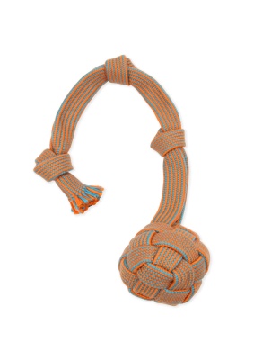 Mammoth Pet Products EXTRA Flossy Webbing Ball w/Fling Handle Dog Toy Orange/Blue 1ea/LG, 24 in