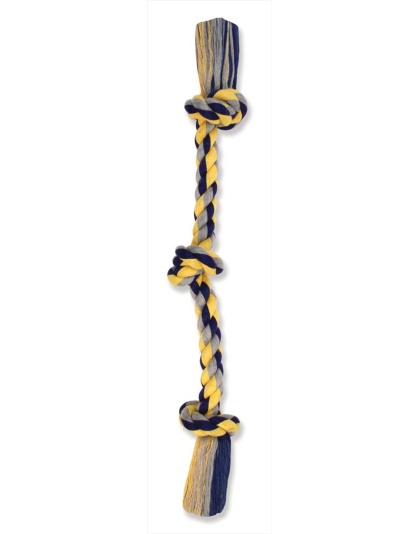 Mammoth Pet Products Cottonblend 3 Knot Rope Tug Toy Multi-Color 1ea/10 in, Mini