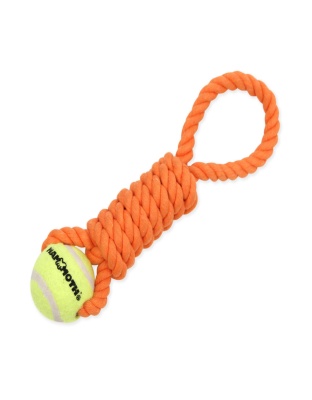 Mammoth Pet Products Twister Pull Tug w/Ball Dog Toy Orange 1ea/SM, 10 in