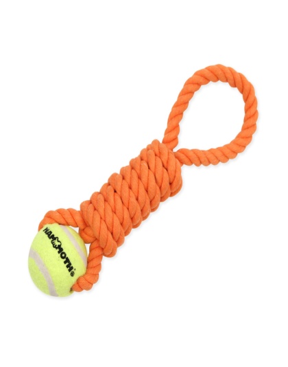 Mammoth Pet Products Twister Pull Tug w/Ball Dog Toy Orange 1ea/SM, 10 in