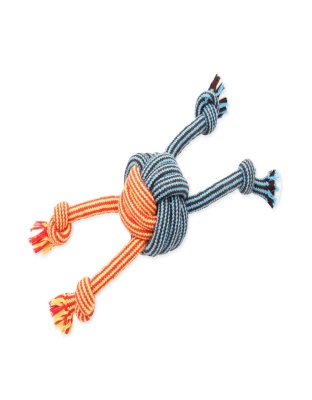Mammoth Pet Products EXTRA Flossy Chew Monkey Fist Dog Toy Blue/Yellow/Red 1ea/SM, 10 in