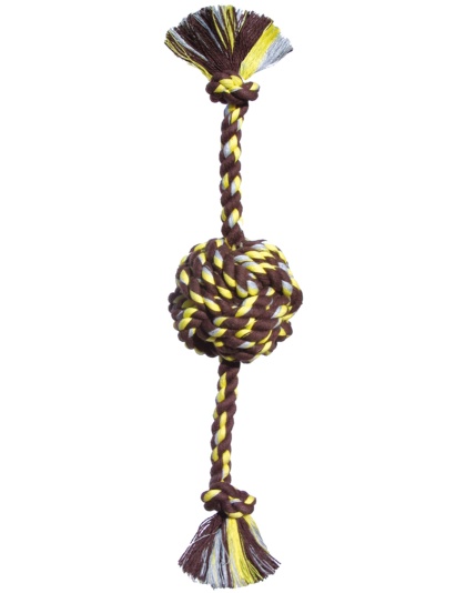 Mammoth Pet Products Monkey Fist Ball Dog toy w/Rope Ends Brown/Yellow 1ea/Colossal, 25 in