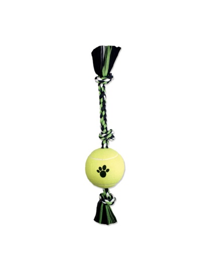 Mammoth Pet Products 3 Knot Tug Dog toy w/4in Tennis Ball Multi-Color 1ea/24 in, LG