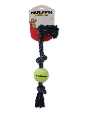 Mammoth Pet Products Denim 3 Knot Tug with Ball Dog Toy Grey 1ea/20 in, MD