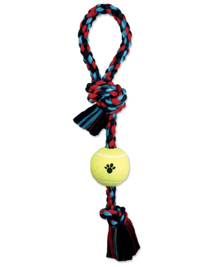 Mammoth Pet Products Pull Tug Dog toy w/Tennis Ball Multi-Color 1ea/20 in, MD