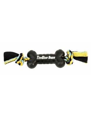 Mammoth Pet Products TireBiter Bone w/Rope Dog Toy Multi-Color 1ea/16 in, LG