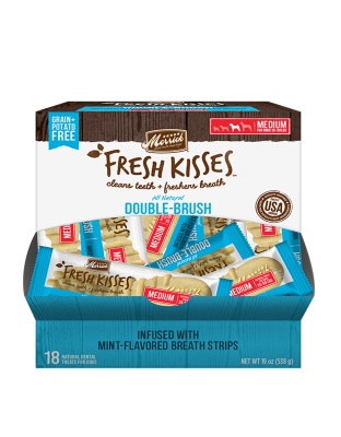 Merrick Fresh Kisses Mint Breath Strips For Medium Dogs (30-70 Lbs) (18 Count)