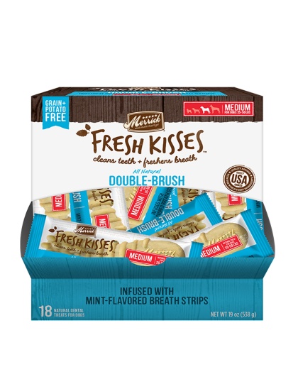 Merrick Fresh Kisses Mint Breath Strips For Medium Dogs (30-70 Lbs) (18 Count)