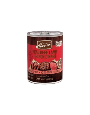 Merrick Dog Grain Free 96% Beef Lamb And Buffalo 12.7 oz.(Case of 12)