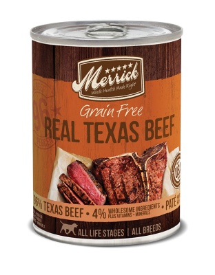 Merrick Grain Free Real Texas Beef Canned Dog Foods 12.7oz. (Case of 12)