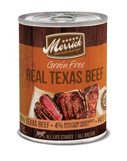 Merrick Grain Free Real Texas Beef Canned Dog Foods 12.7oz. (Case of 12)