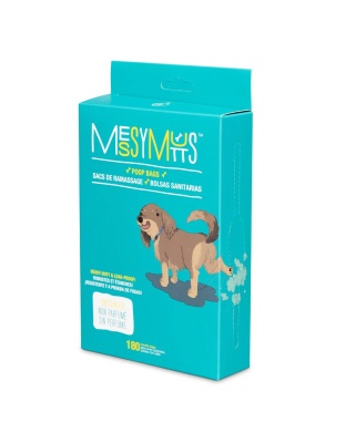 Messy Mutts Dog Advanced Biorecycle Poop Bag Teal Tie Up Handle Teal 180Ct