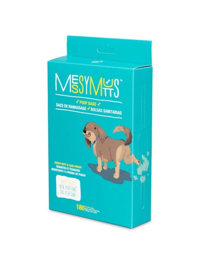 Messy Mutts Dog Advanced Biorecycle Poop Bag Teal Tie Up Handle Teal 180Ct