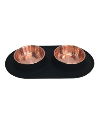 Messy Mutts Dog Silicone Double Feeder With Copper Medium